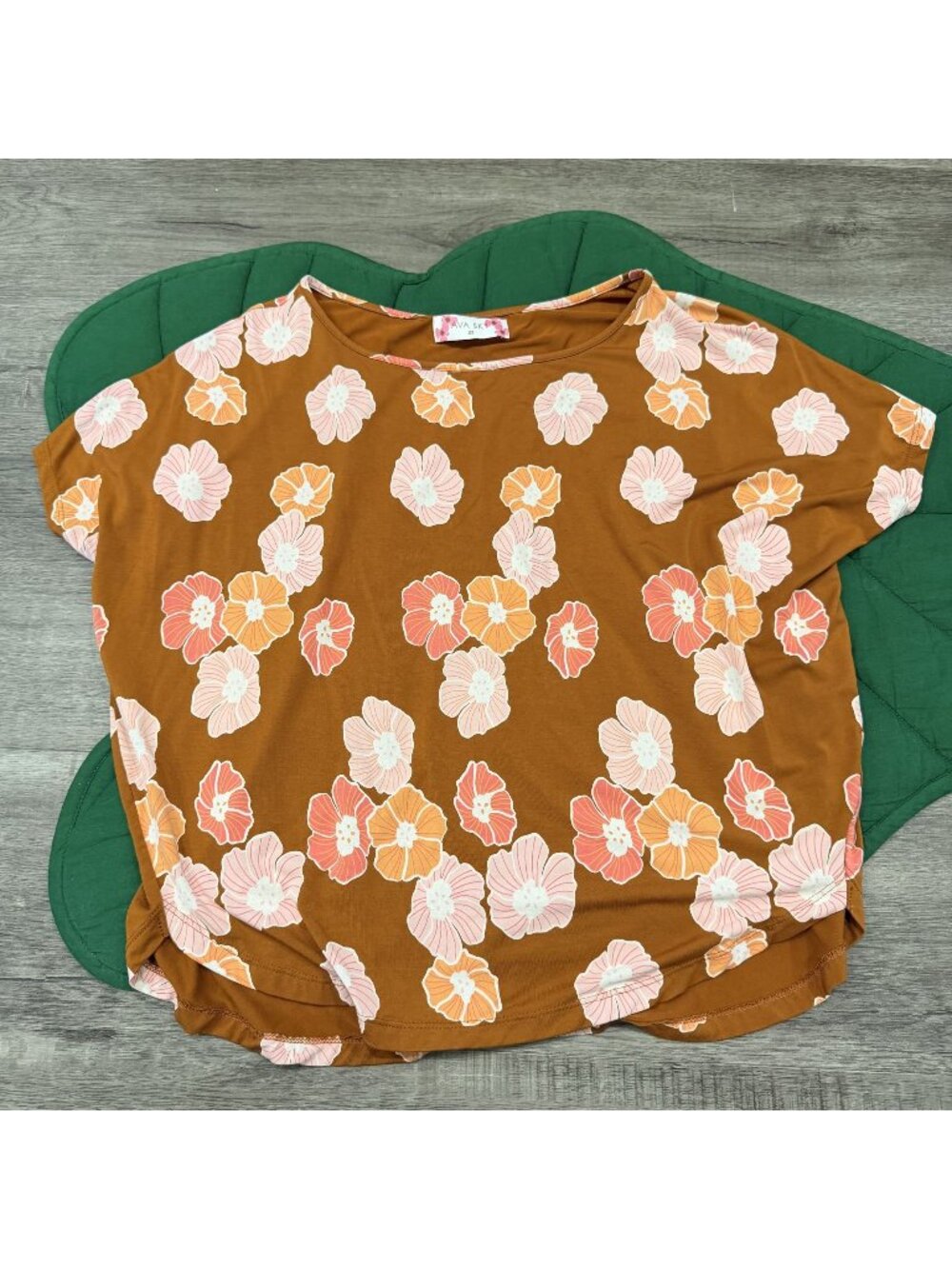 Ava Sky Hawaii XS Brown Dolman Blouse Caramel Ilima Top Fighting Eel